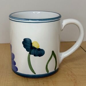 Hand Painted Caleca Porcelain Mug Floral Design Blue Green Lisa Made in Italy